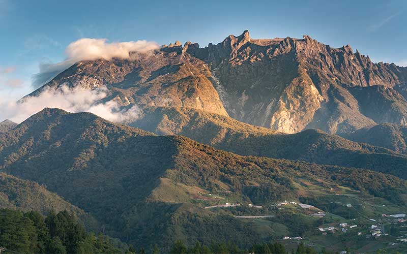 View of a rocky mountain range in National park Kinabalu