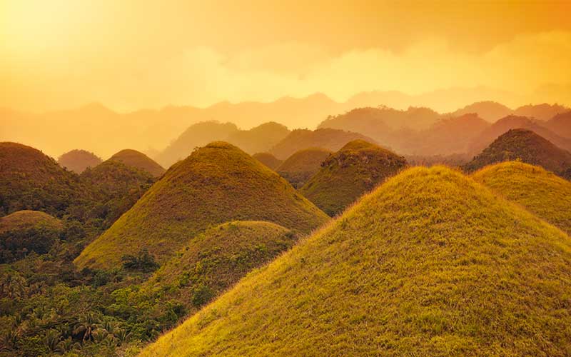 The unusual Chocolate hills on the island of Bohol, Philippines.