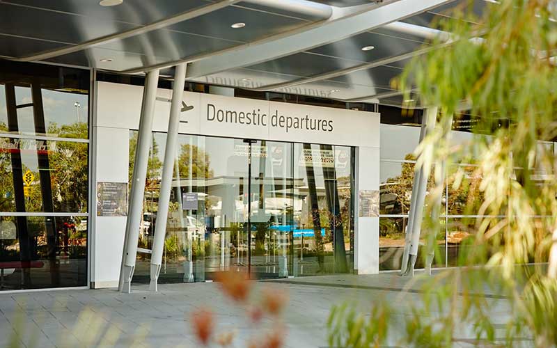 Domestic Departures doors at Perth Airport T1 Domestic