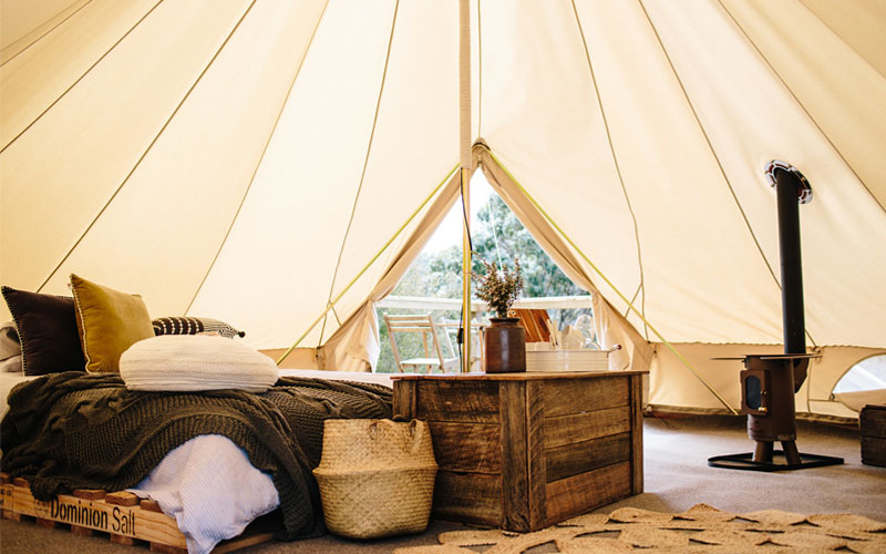 Glamp Sandridge - Inside Bell Tent