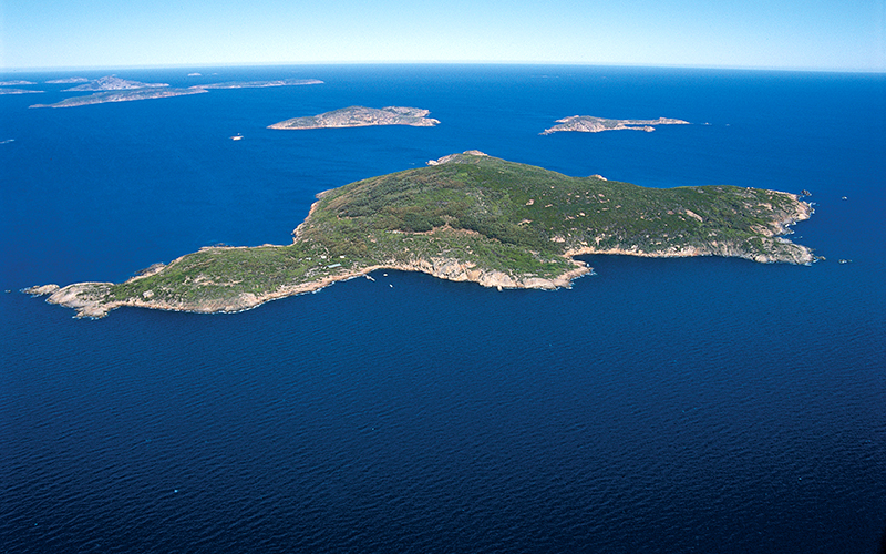 Aerial view of Woody Island, located in the Recherche Archipelago, near Esperance